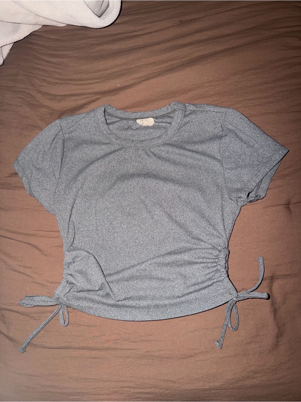 Light Gray Side-Tie Crop Tee